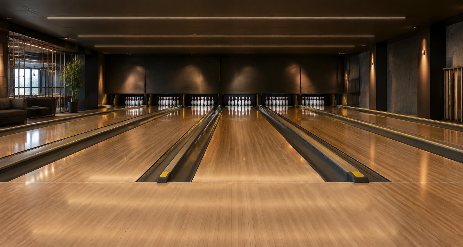 Lege bowlingbanen in een lokale vrijetijdslocatie